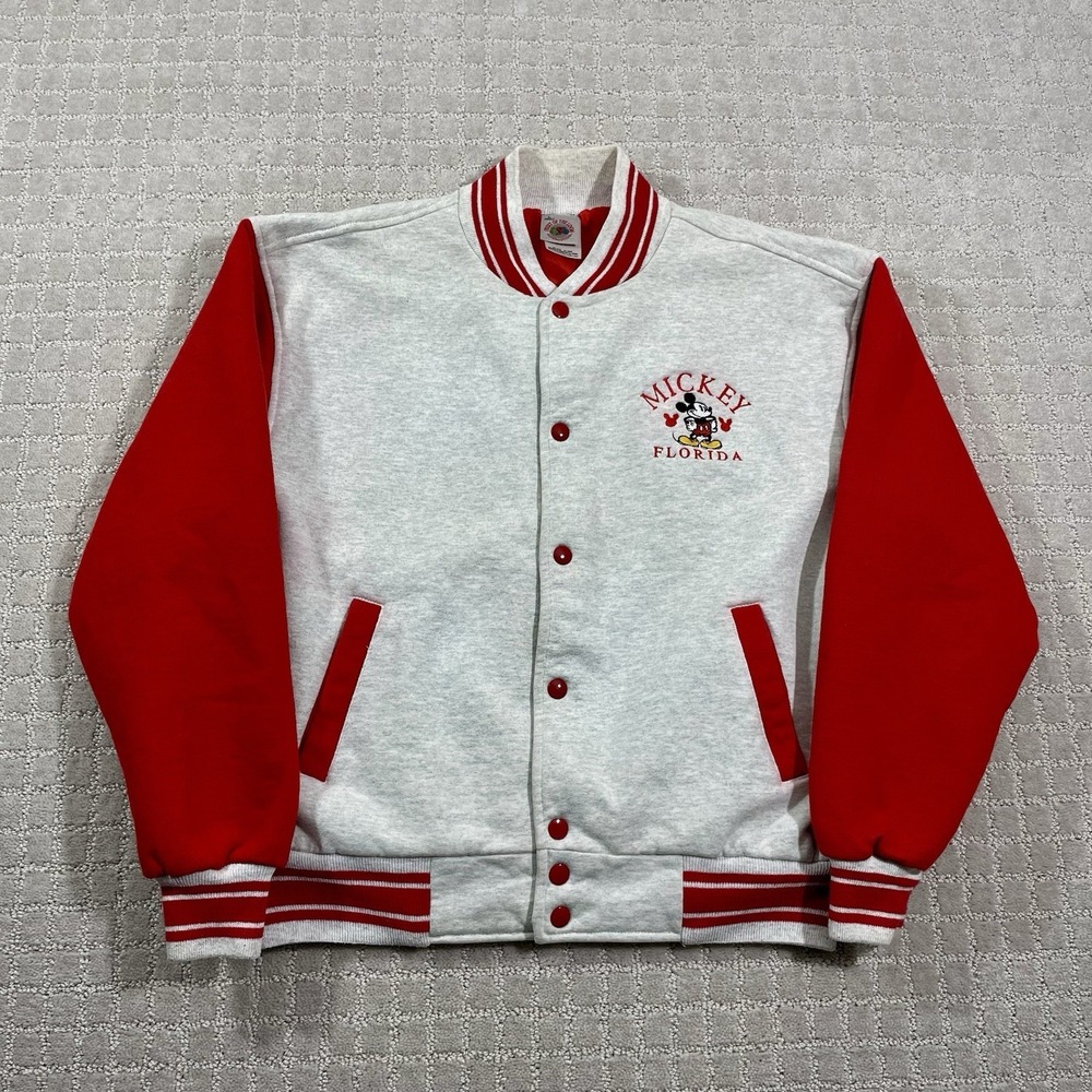 VTG 90s Mickey Mouse Florida Size Large Walt Disney Sweatshirt Varsity Jacket - Picture 2 of 8